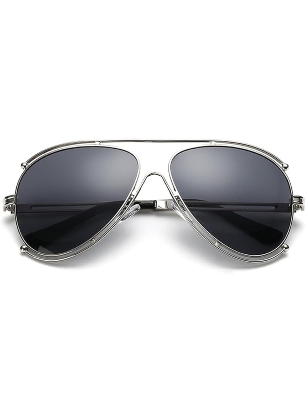 Women's Silver Aviator Sunglasses with Dark Gray Lenses